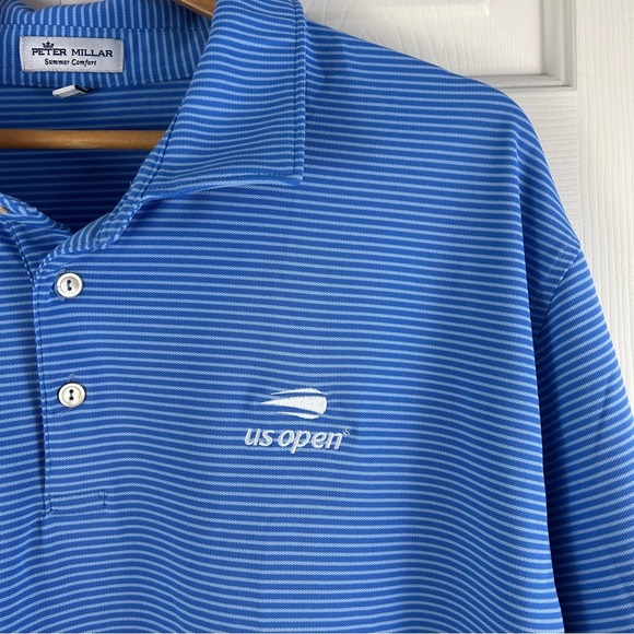 Peter Millar Summer Comfort Polo Shirt Size XXL US Open Blue Stripes - Picture 3 of 8